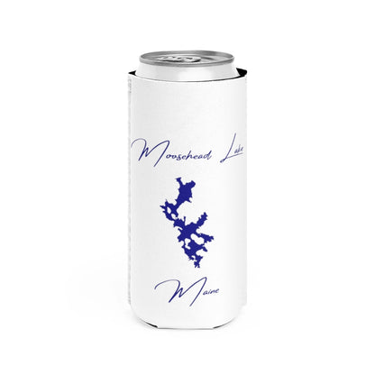 Maine  Moosehead  Lake  Slim  Can  Koozie  front  position  view  from  front  white.webp