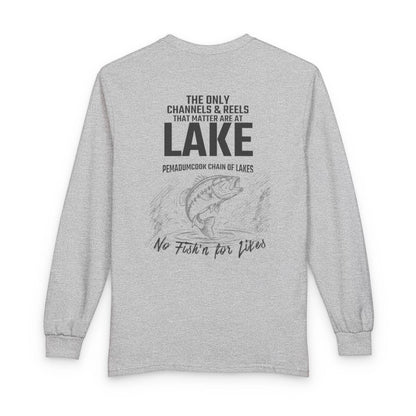 Maine  Pemadumcook  Chain  of  Lakes  Long  Sleeve  Fishing  T-shirt  back  position  view  from  back  sport  grey.webp