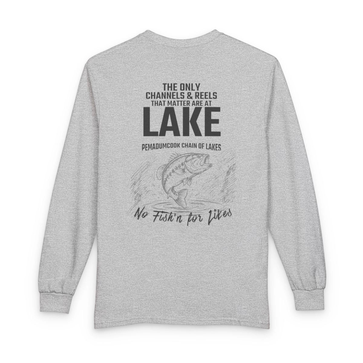 Maine  Pemadumcook  Chain  of  Lakes  Long  Sleeve  Fishing  T-shirt  back  position  view  from  back  sport  grey.webp