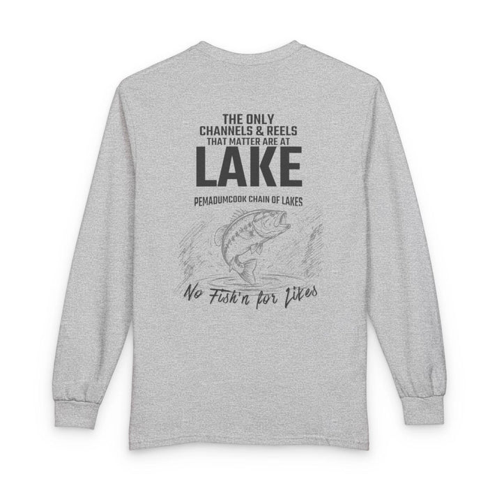 Maine  Pemadumcook  Chain  of  Lakes  Long  Sleeve  Fishing  T-shirt  back  position  view  from  back  sport  grey.webp