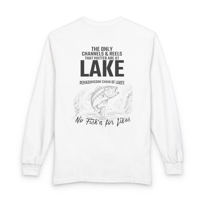 Maine  Pemadumcook  Chain  of  Lakes  Long  Sleeve  Fishing  T-shirt  back  position  view  from  back  white.webp