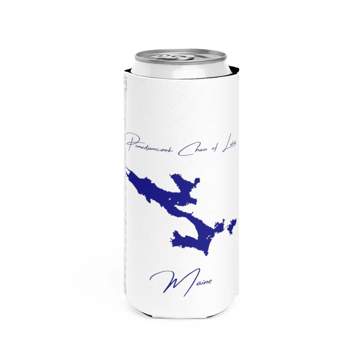 Maine  Pemadumcook  Chain  of  Lakes  Slim  Can  Koozie  front  position  view  from  front  white.webp