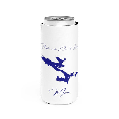 Maine  Pemadumcook  Chain  of  Lakes  Slim  Can  Koozie  front  position  view  from  front  white.webp