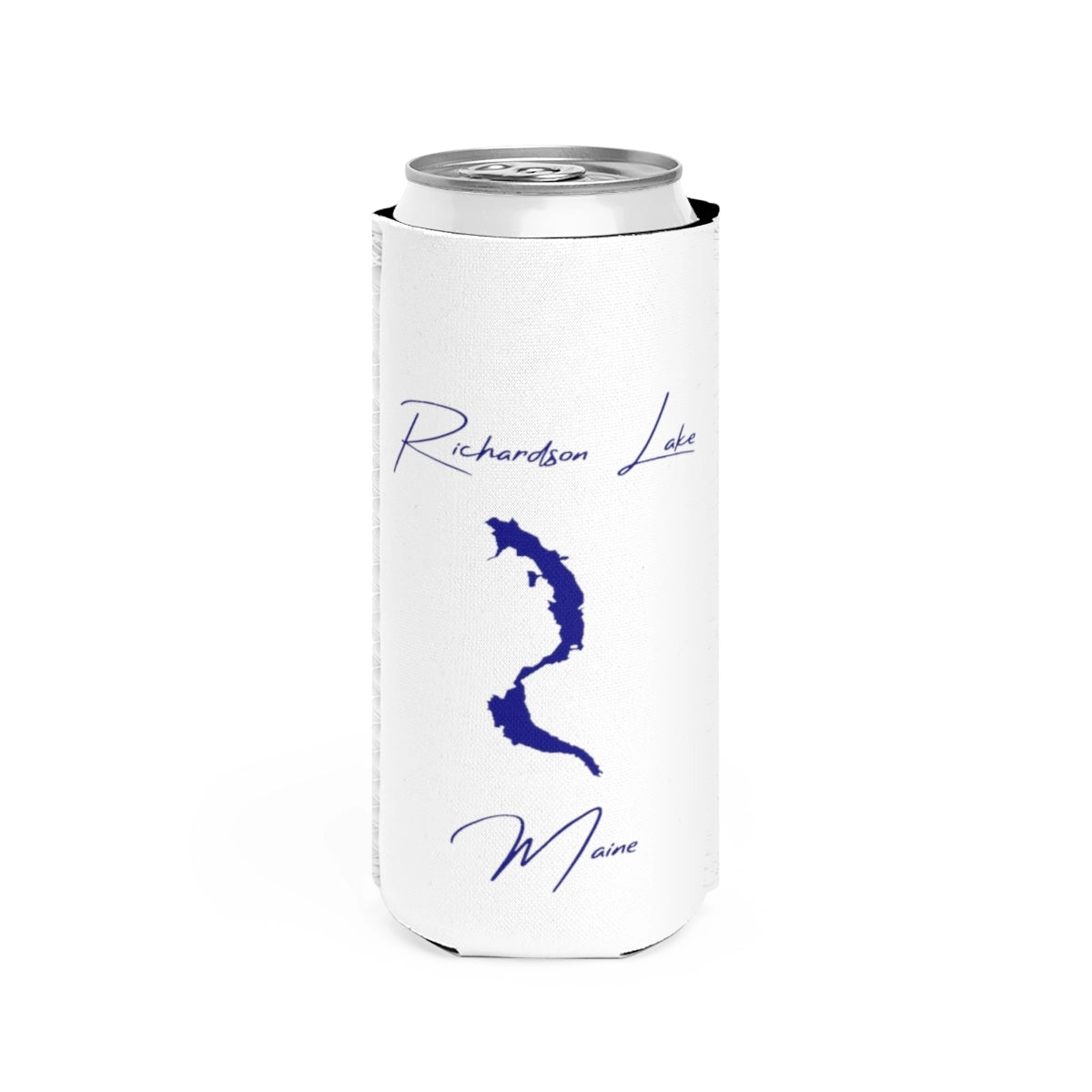 Maine  Richardson  Lake  Slim  Can  Koozie  front  position  view  from  front  white.webp