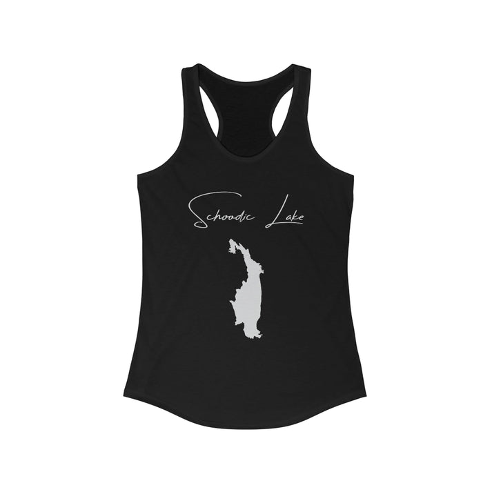 Maine  Schoodic  Lake  Racerback-Tank  front  position  view  from  front  solid  black.webp
