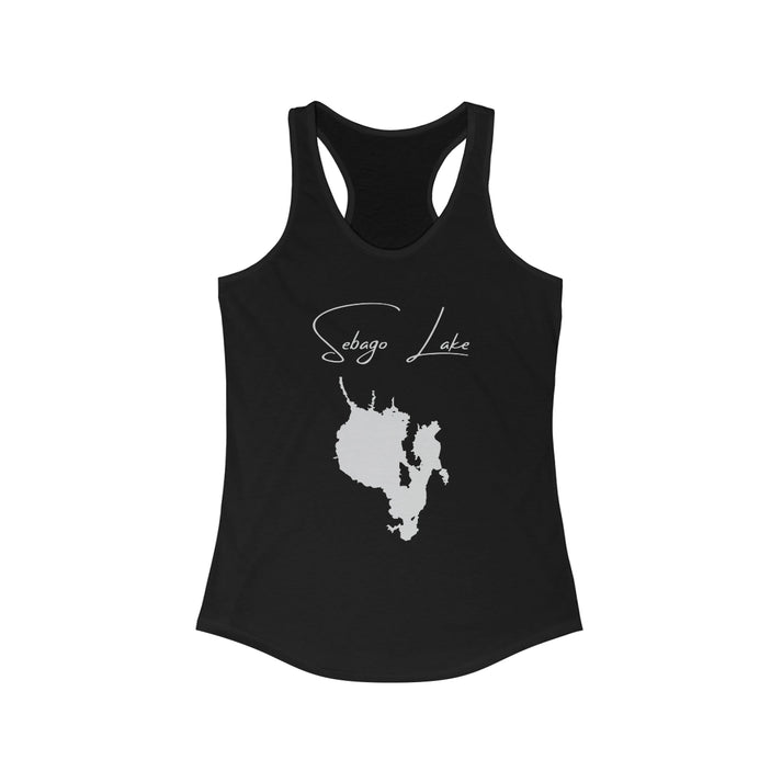 Maine  Sebago  Lake  Racerback-Tank  front  position  view  from  front  solid  black.webp
