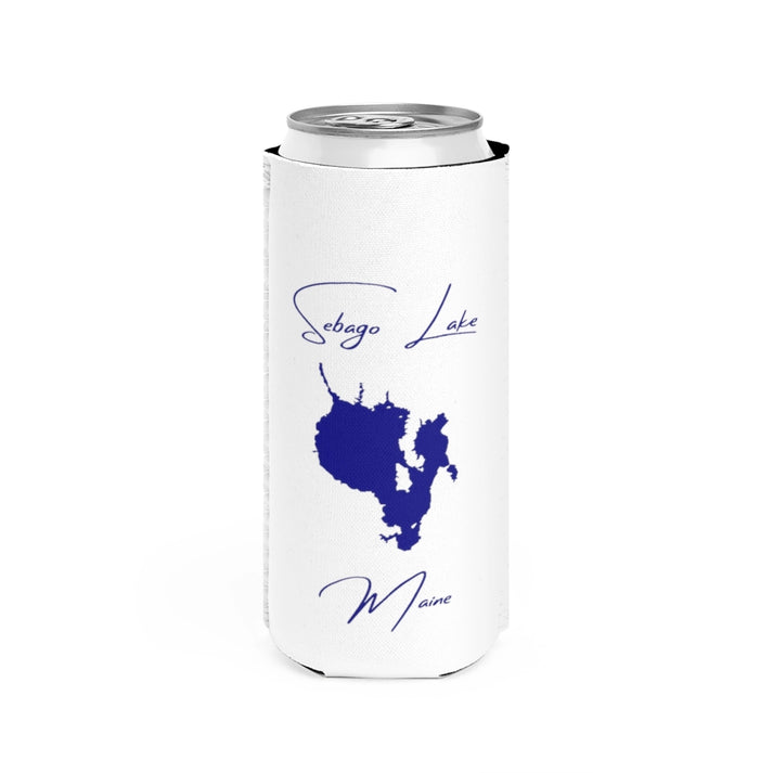 Maine  Sebago  Lake  Slim  Can  Koozie  front  position  view  from  front  white.webp