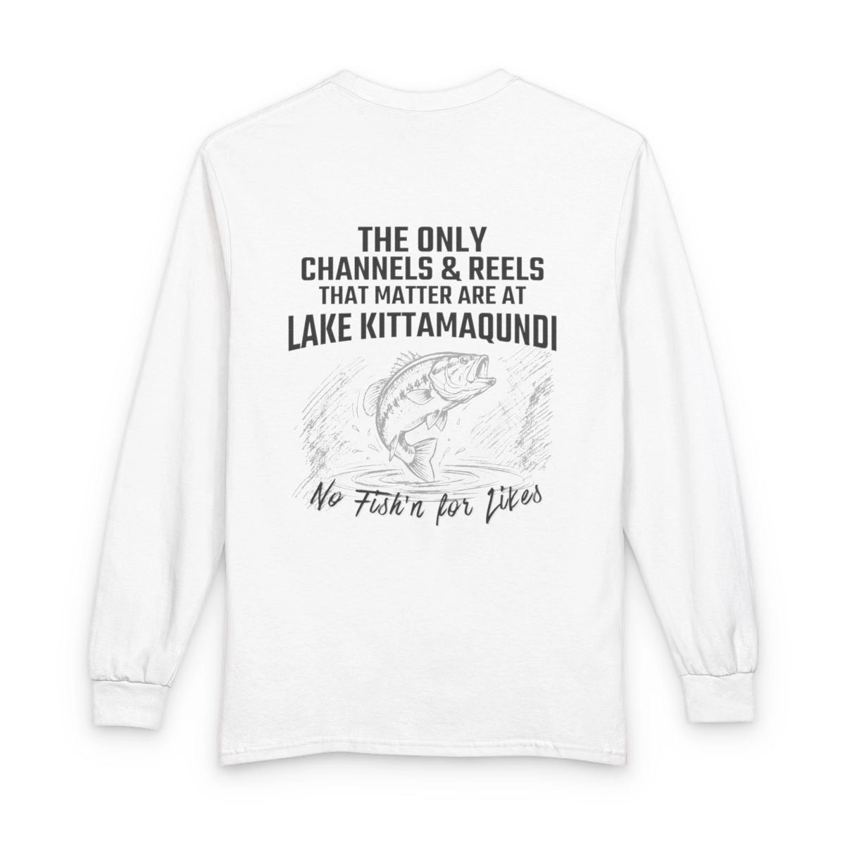 Maryland  Lake  Kittamaqundi  Long  Sleeve  Fishing  T-shirt  back  position  view  from  back  white.webp