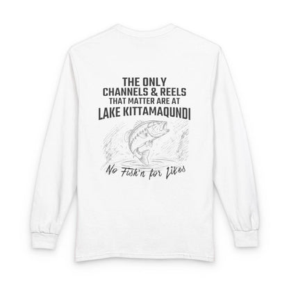 Maryland  Lake  Kittamaqundi  Long  Sleeve  Fishing  T-shirt  back  position  view  from  back  white.webp
