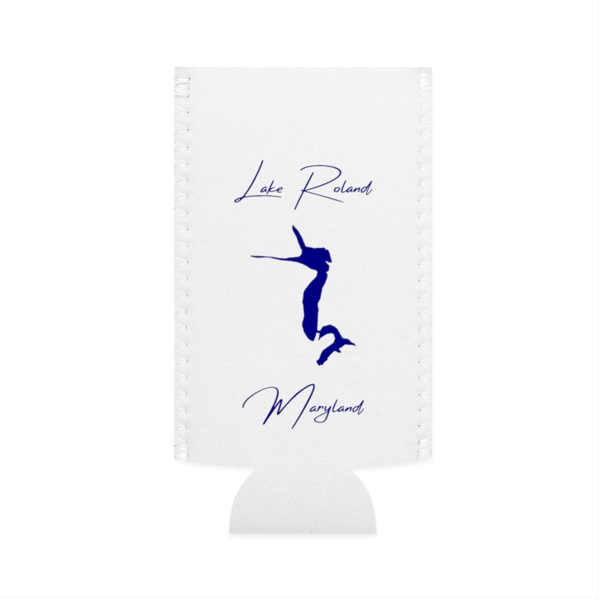 Maryland  Lake  Roland  Slim  Can  Koozie  front  position  view  from  flat-front  white.webp
