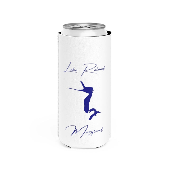 Maryland  Lake  Roland  Slim  Can  Koozie  front  position  view  from  front  white.webp