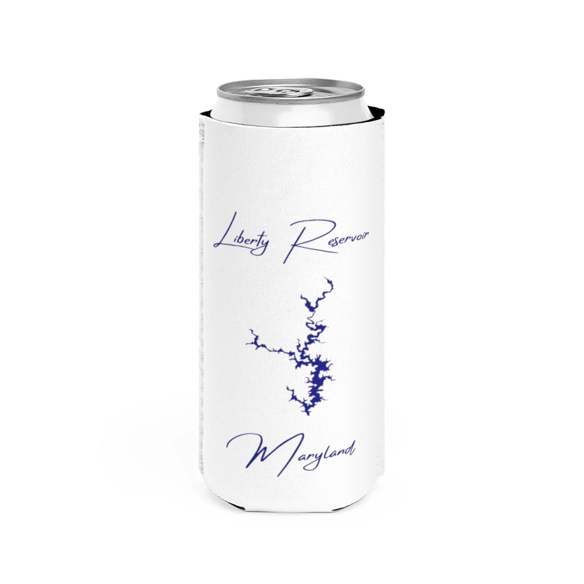 Maryland  Liberty  Reservoir  Slim  Can  Koozie  front  position  view  from  front  white.webp