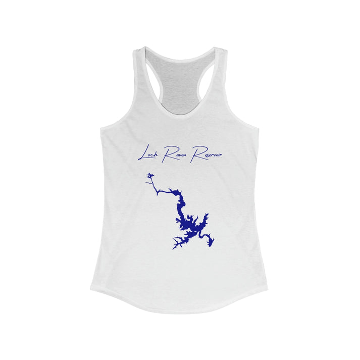 Maryland  Loch  Raven  Reservoir  Racerback-Tank  front  position  view  from  front  solid  white.webp
