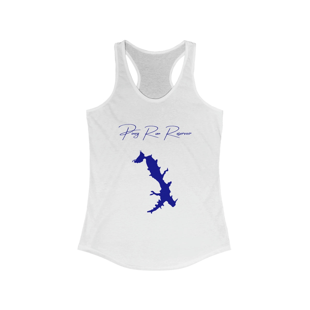 Maryland  Piney  Run  Reservoir  Racerback-Tank  front  position  view  from  front  solid  white.webp