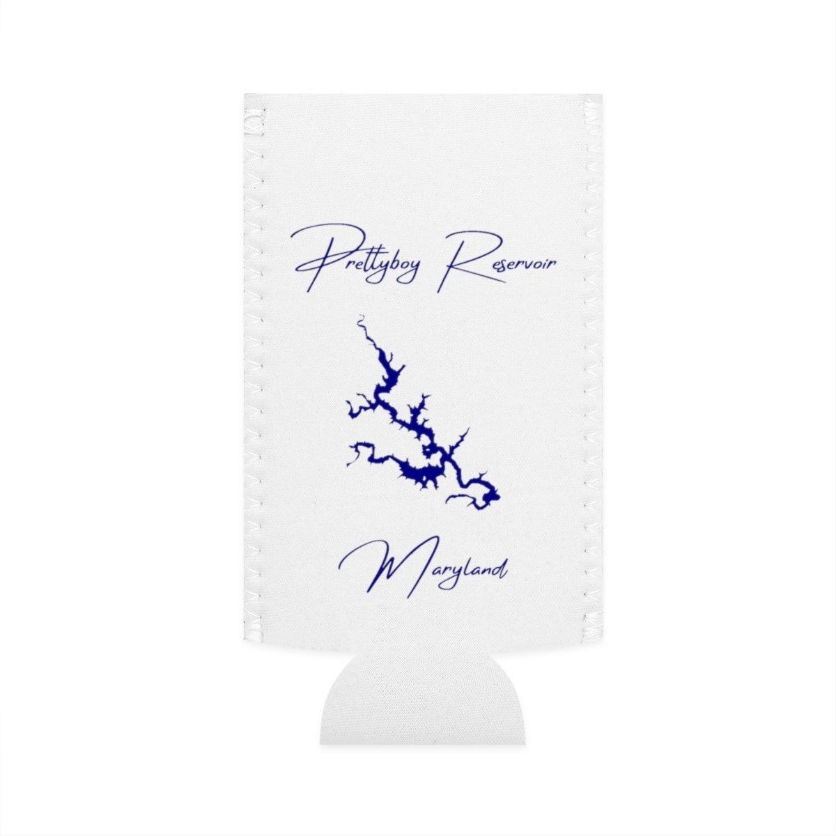 Maryland  Prettyboy  Reservoir  Slim  Can  Koozie  front  position  view  from  flat-front  white.webp