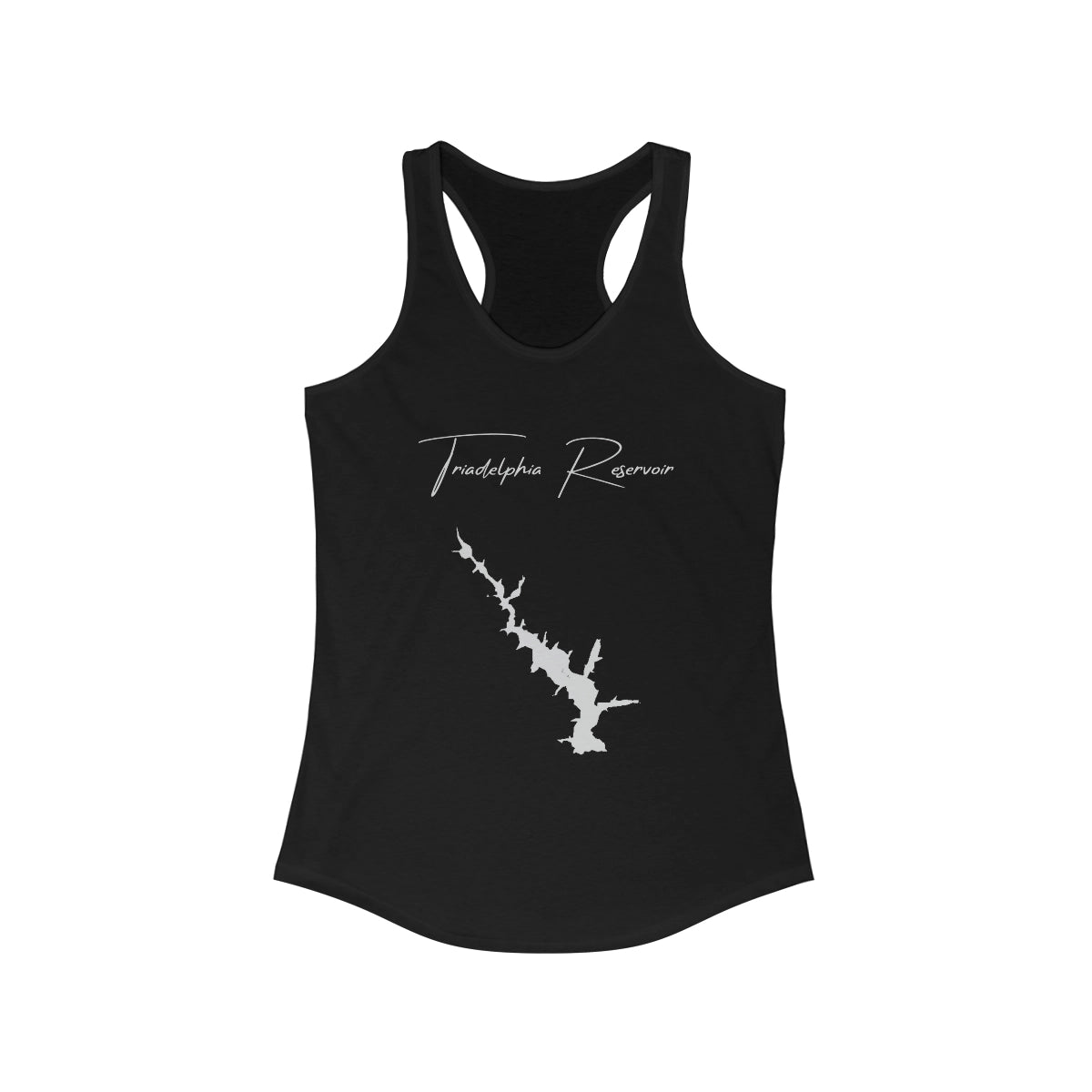 Maryland  Triadelphia  Reservoir  Racerback-Tank  front  position  view  from  front  solid  black.webp