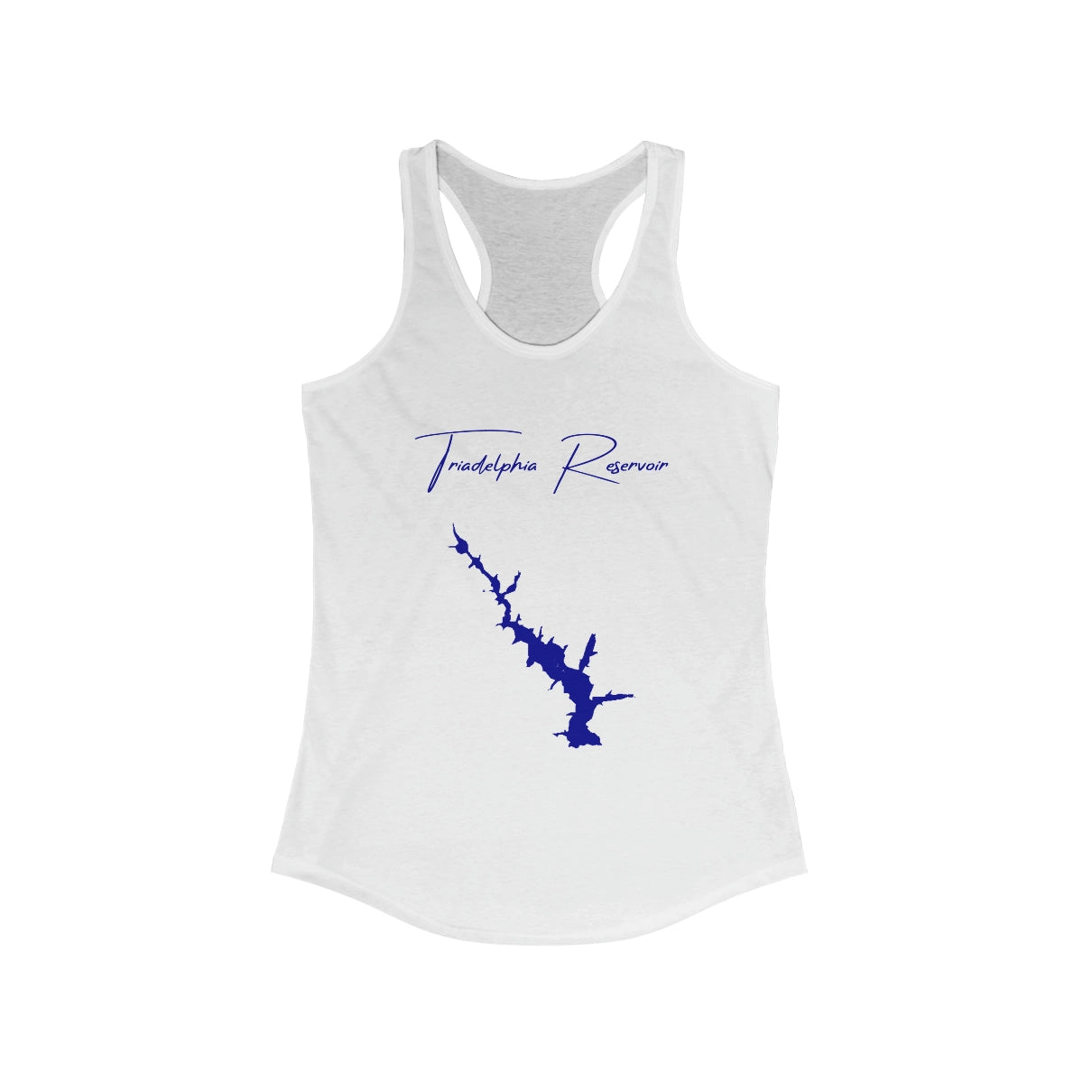 Maryland  Triadelphia  Reservoir  Racerback-Tank  front  position  view  from  front  solid  white.webp