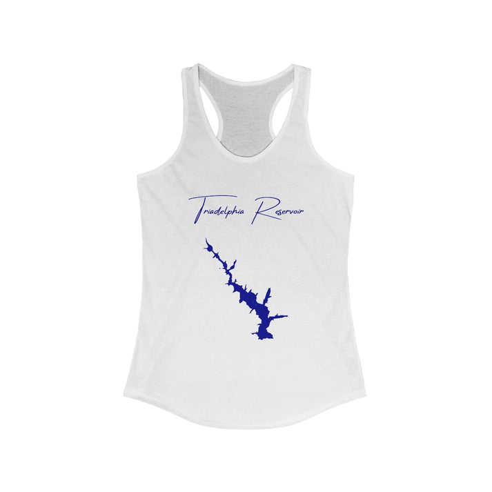 Maryland  Triadelphia  Reservoir  Racerback-Tank  front  position  view  from  front  solid  white.webp
