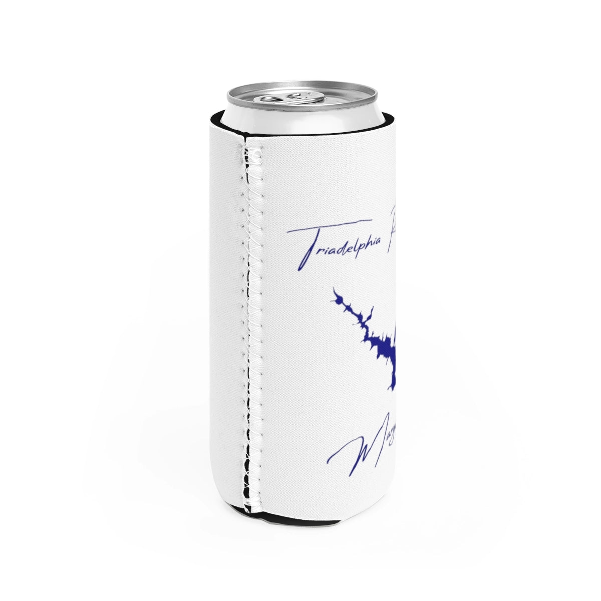 Maryland  Triadelphia  Reservoir  Slim  Can  Koozie  all  position  view  from  right  white.webp