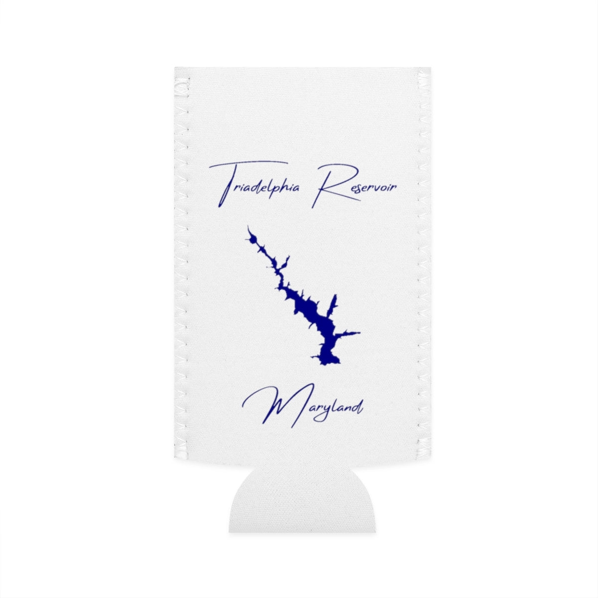 Maryland  Triadelphia  Reservoir  Slim  Can  Koozie  front  position  view  from  flat-front  white.webp