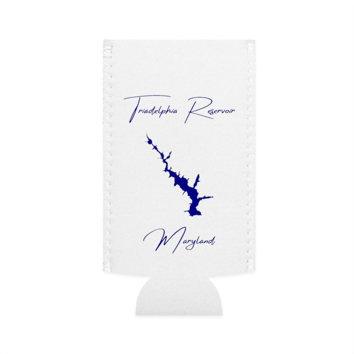 Maryland  Triadelphia  Reservoir  Slim  Can  Koozie  front  position  view  from  flat-front  white.webp