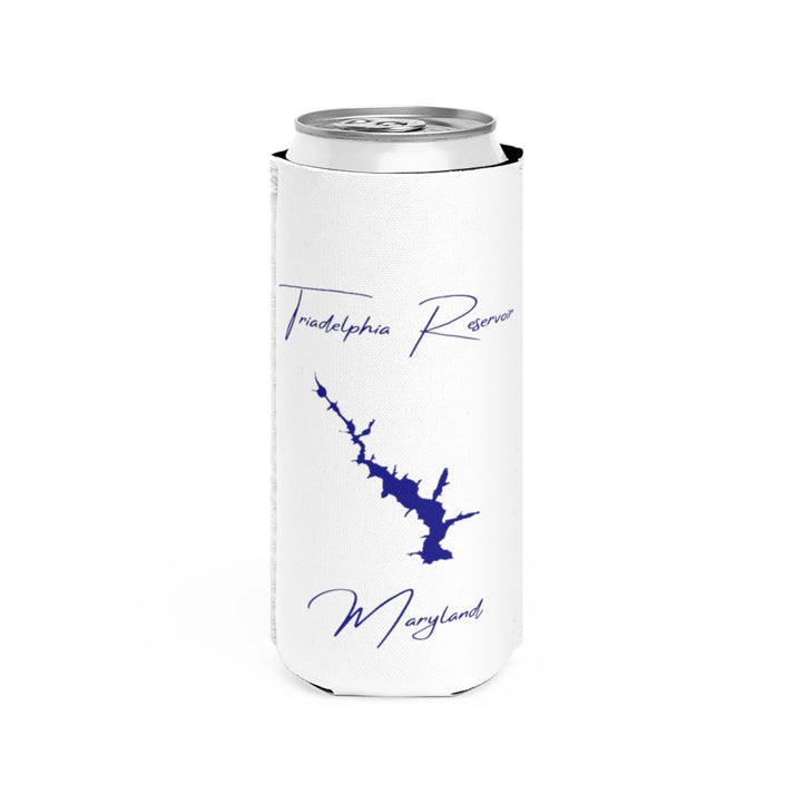 Maryland  Triadelphia  Reservoir  Slim  Can  Koozie  front  position  view  from  front  white.webp