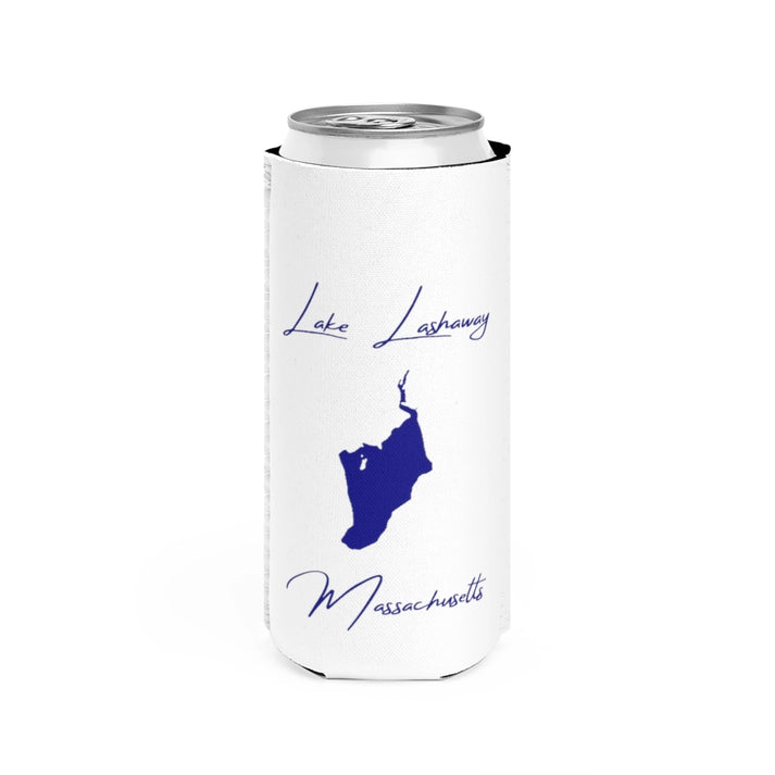 Massachusetts  Lake  Lashaway  Slim  Can  Koozie  front  position  view  from  front  white.webp