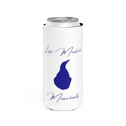 Massachusetts  Lake  Mansfield  Slim  Can  Koozie  front  position  view  from  front  white.webp