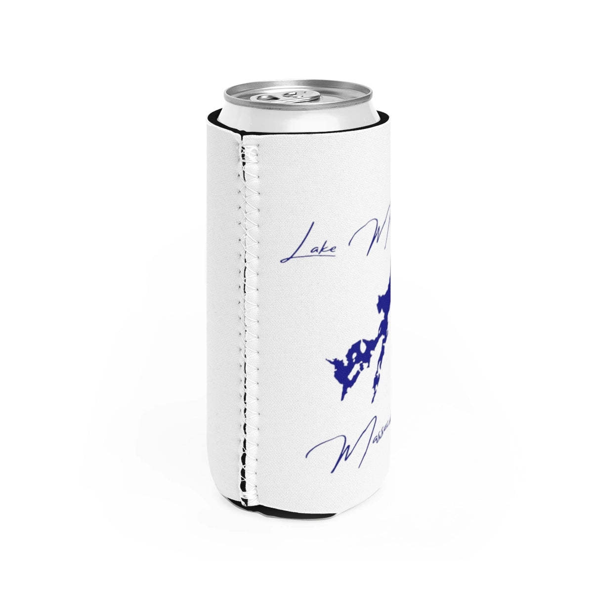 Massachusetts  Lake  Monomonac  Slim  Can  Koozie  all  position  view  from  right  white.webp