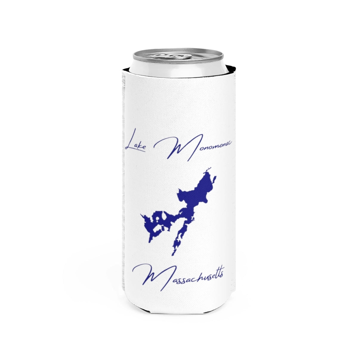 Massachusetts  Lake  Monomonac  Slim  Can  Koozie  front  position  view  from  front  white.webp