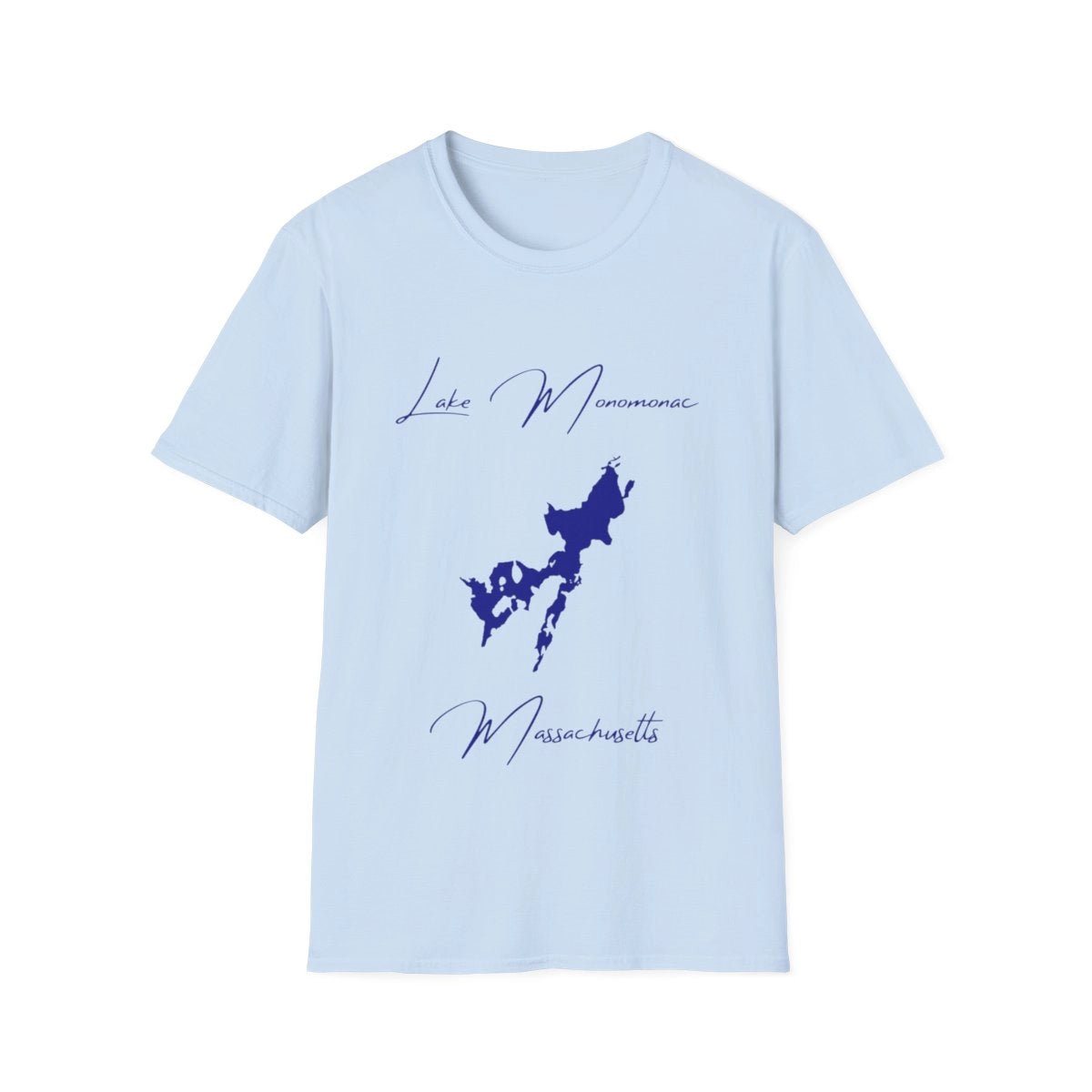 Massachusetts  Lake  Monomonac  T-shirt  front  position  view  from  front  light  blue.webp