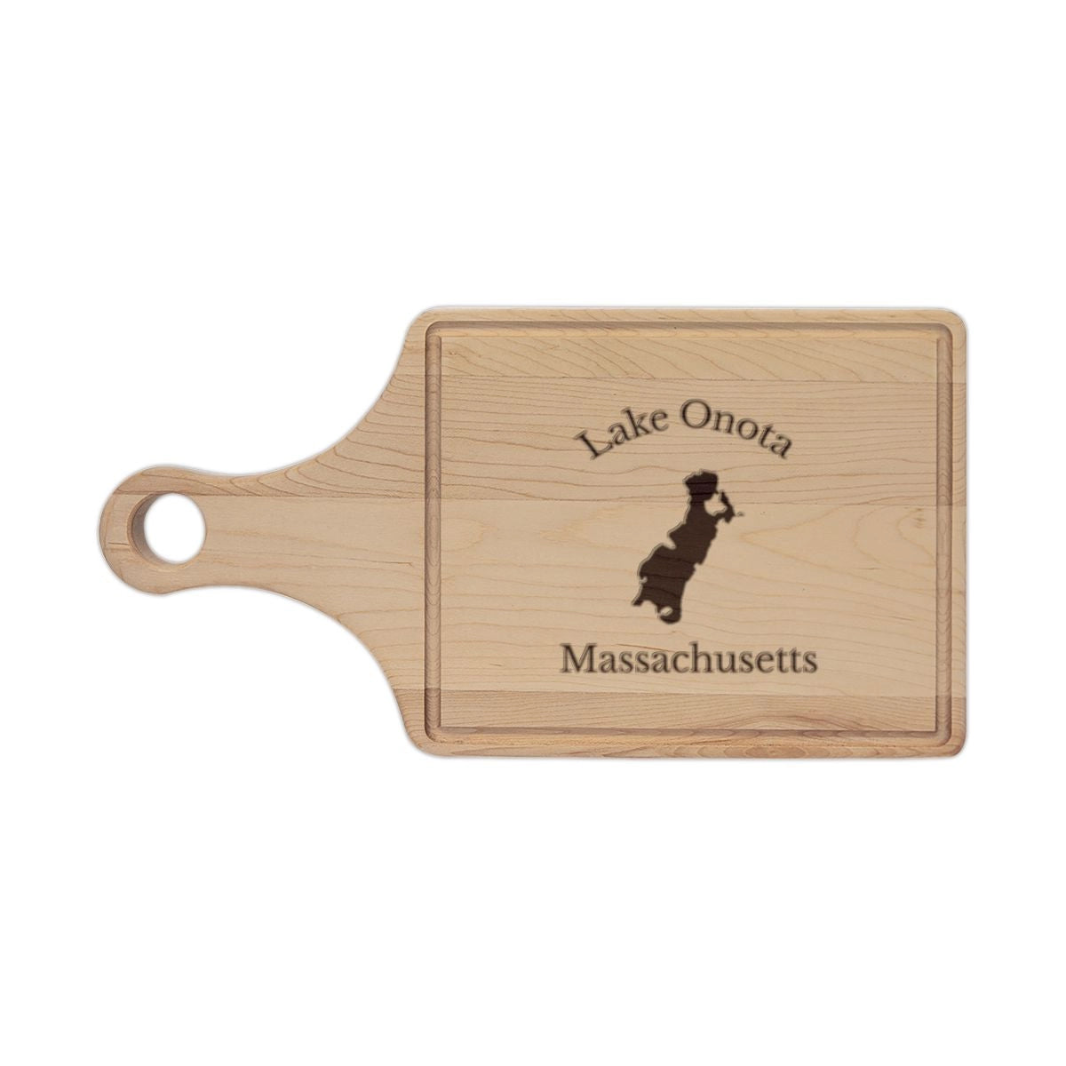 Massachusetts  Lake  Onota  Engraved  Cutting  Board  front  position  view  from  front  maple.webp