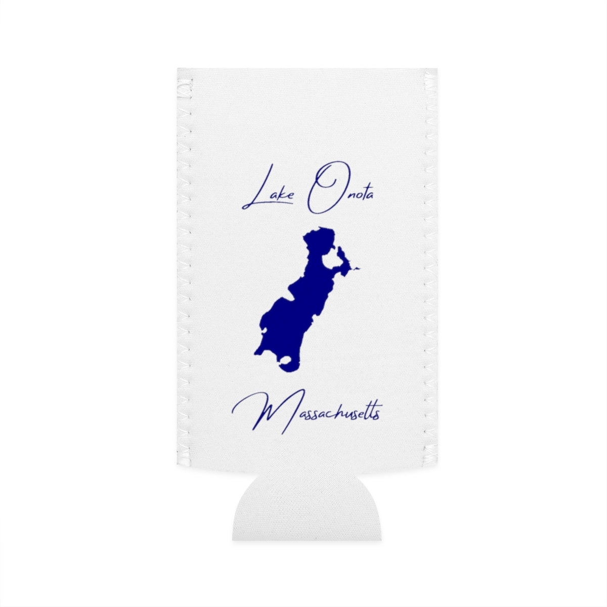 Massachusetts  Lake  Onota  Slim  Can  Koozie  front  position  view  from  flat-front  white.webp