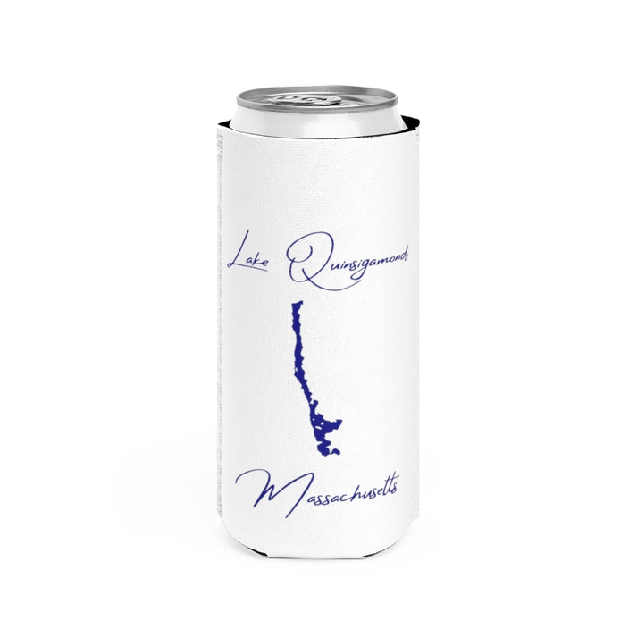 Massachusetts  Lake  Quinsigamond  Slim  Can  Koozie  front  position  view  from  front  white.webp