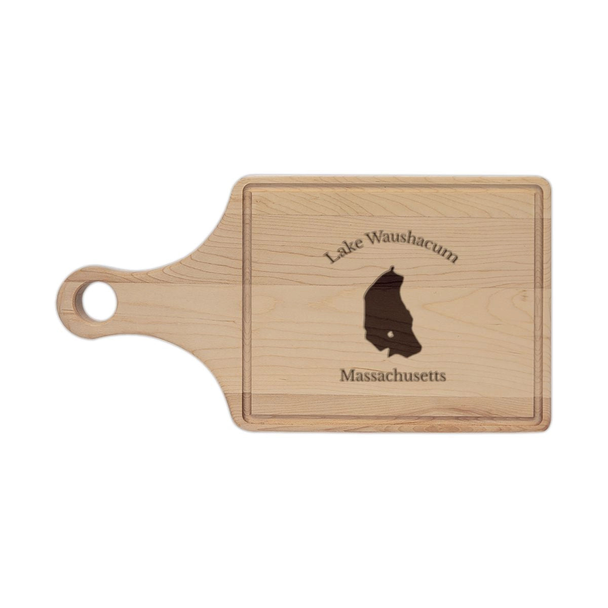 Massachusetts  Lake  Waushacum  Engraved  Cutting  Board  front  position  view  from  front  maple.webp