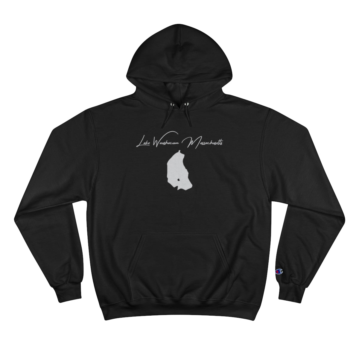 Massachusetts  Lake  Waushacum  Hoodie  front  position  view  from  front  black.webp