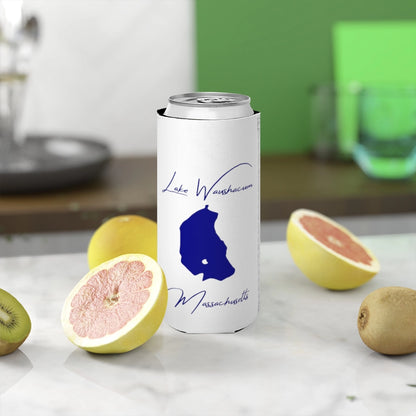 Massachusetts  Lake  Waushacum  Slim  Can  Koozie  front  position  view  from  context-2  white.webp