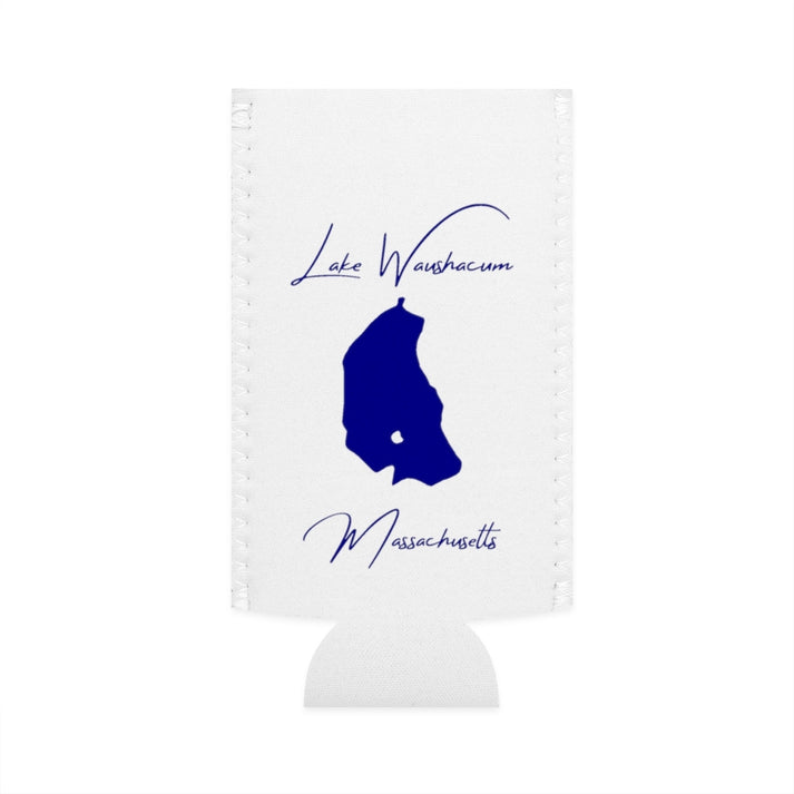 Massachusetts  Lake  Waushacum  Slim  Can  Koozie  front  position  view  from  flat-front  white.webp