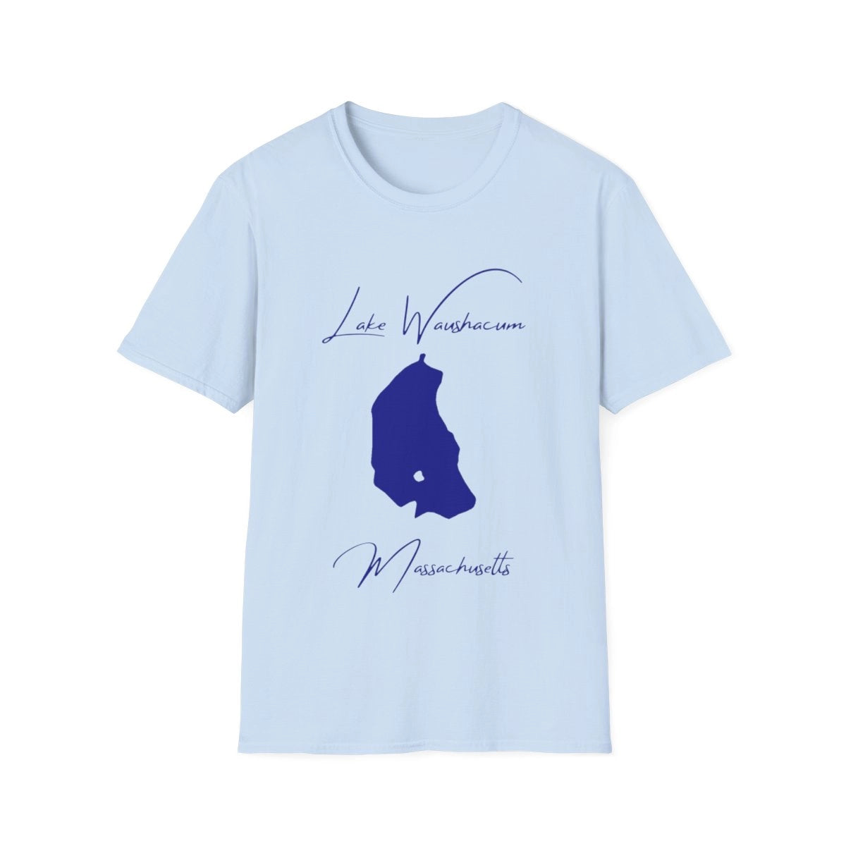 Massachusetts  Lake  Waushacum  T-shirt  front  position  view  from  front  light  blue.webp