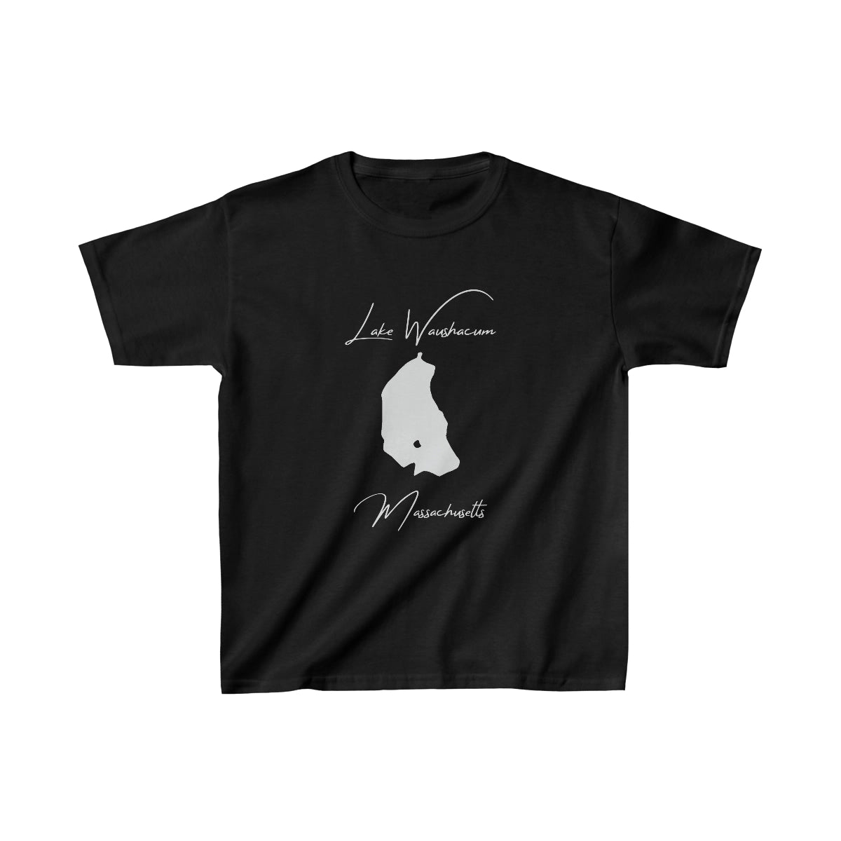 Massachusetts  Lake  Waushacum  Youth  T-shirt  front  position  view  from  front  black.webp