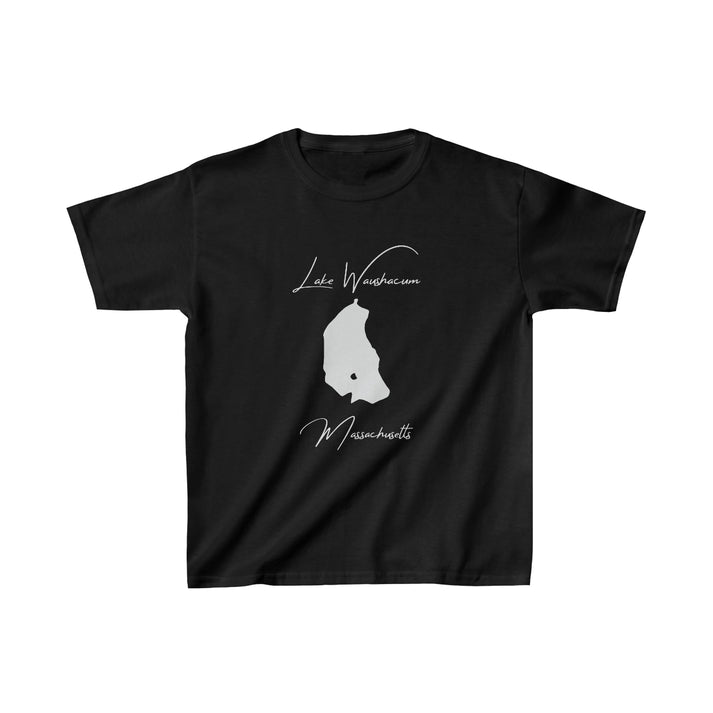 Massachusetts  Lake  Waushacum  Youth  T-shirt  front  position  view  from  front  black.webp