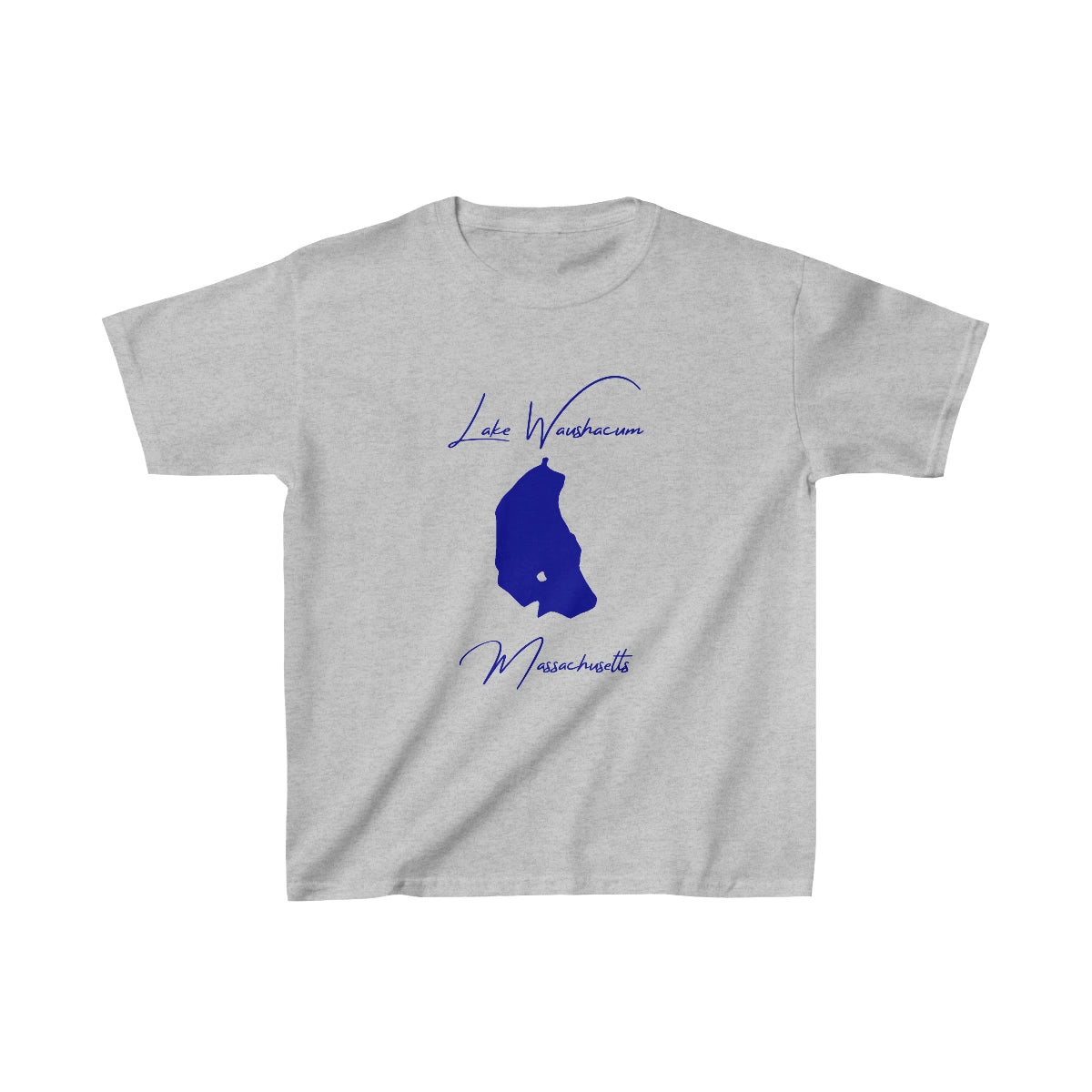 Massachusetts  Lake  Waushacum  Youth  T-shirt  front  position  view  from  front  sport  grey.webp
