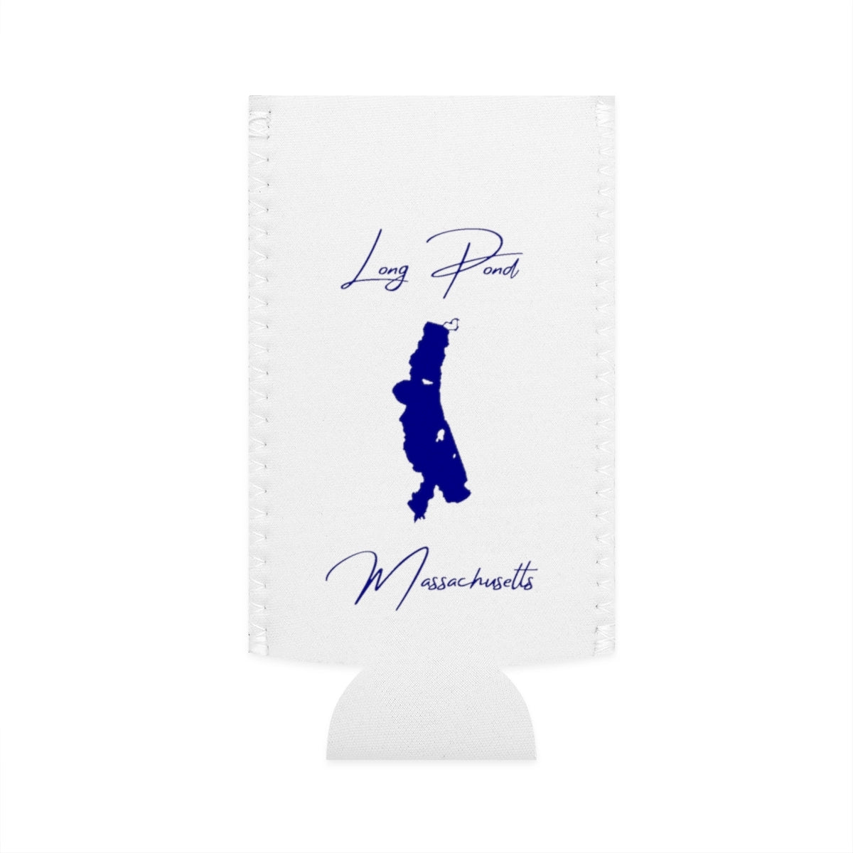 Massachusetts  Long  Pond  Slim  Can  Koozie  front  position  view  from  flat-front  white.webp