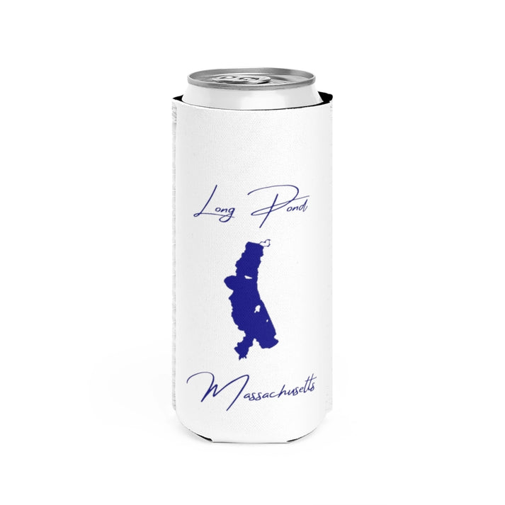 Massachusetts  Long  Pond  Slim  Can  Koozie  front  position  view  from  front  white.webp