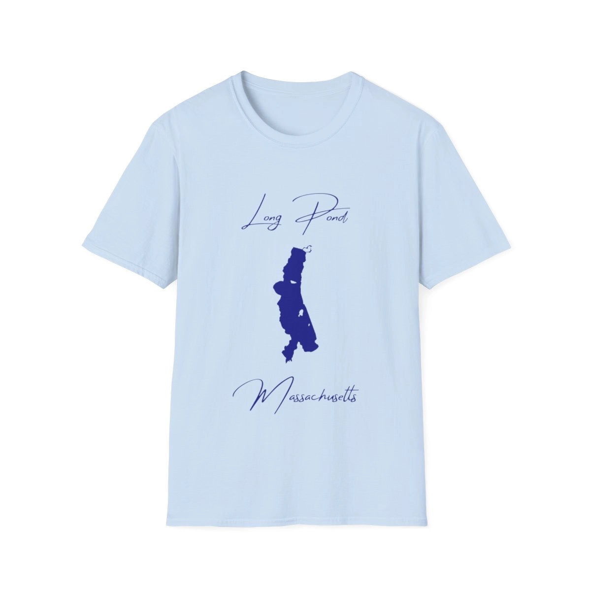 Massachusetts  Long  Pond  T-shirt  front  position  view  from  front  light  blue.webp