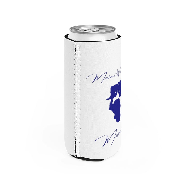 Massachusetts  Mashpee-Wakeby  Lake  Slim  Can  Koozie  all  position  view  from  right  white.webp