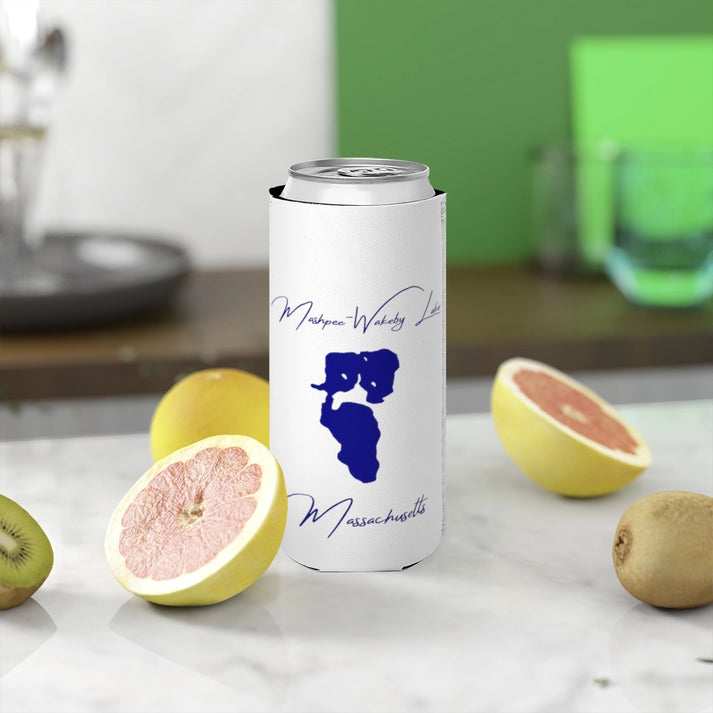 Massachusetts  Mashpee-Wakeby  Lake  Slim  Can  Koozie  front  position  view  from  context-2  white.webp