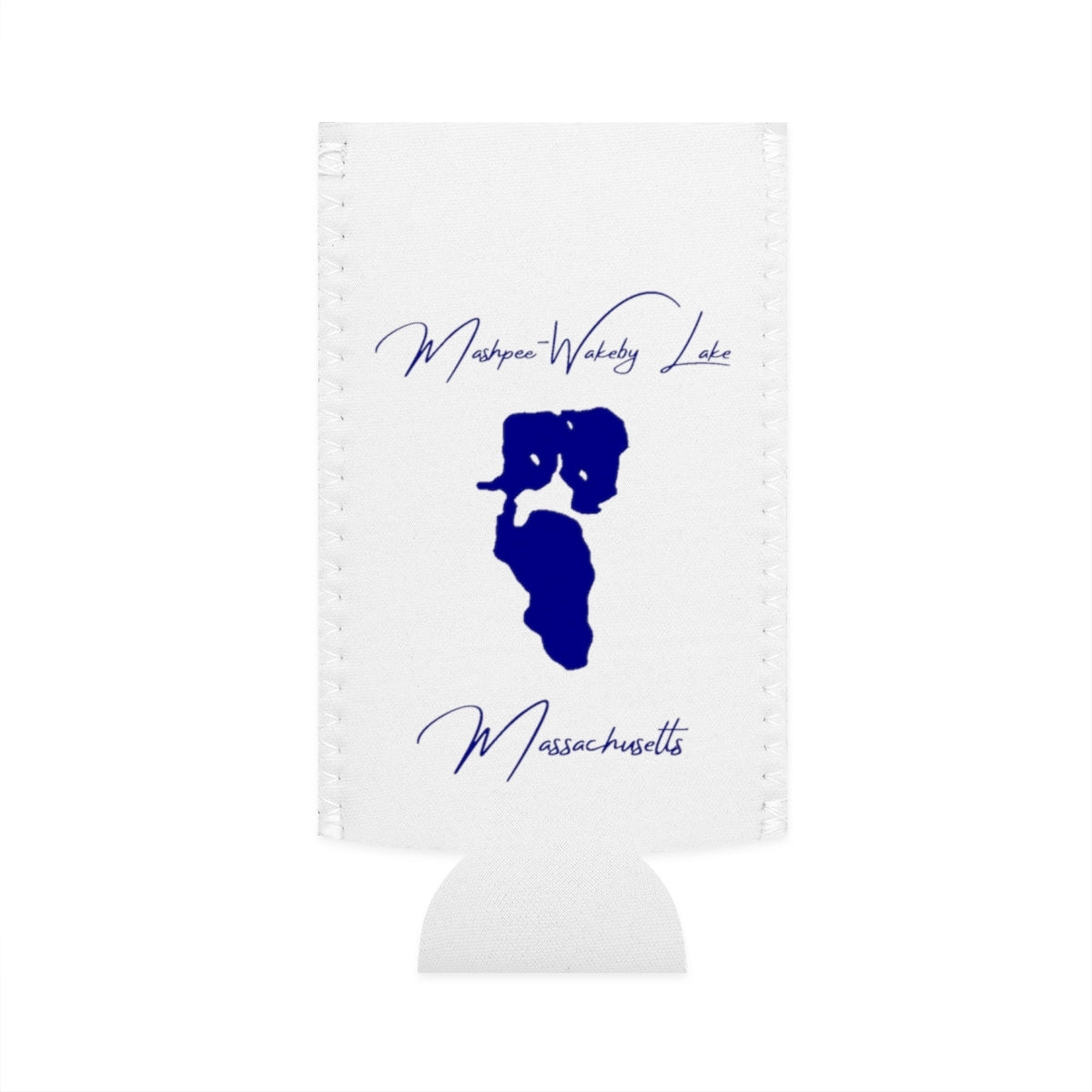 Massachusetts  Mashpee-Wakeby  Lake  Slim  Can  Koozie  front  position  view  from  flat-front  white.webp