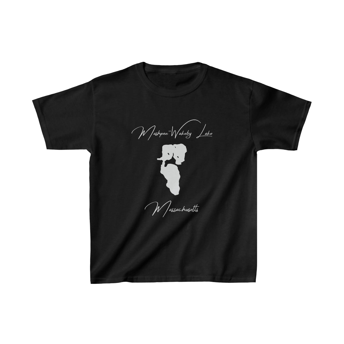 Massachusetts  Mashpee-Wakeby  Lake  Youth  T-shirt  front  position  view  from  front  black.webp