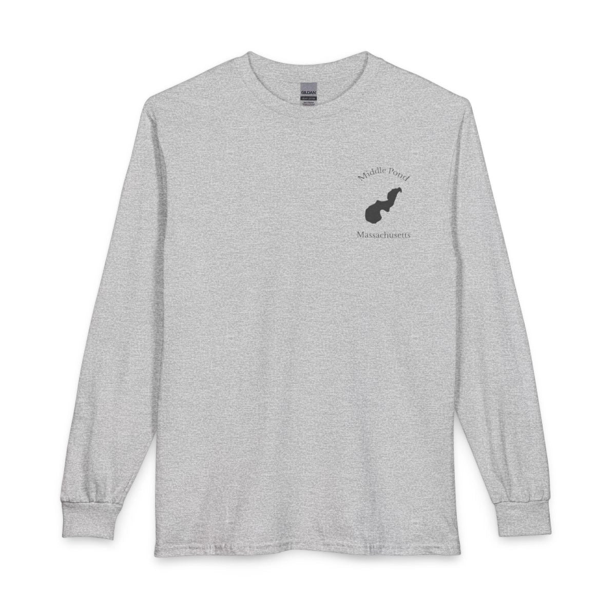Massachusetts  Middle  Pond  Long  Sleeve  Fishing  T-shirt  front  position  view  from  front  sport  grey.webp